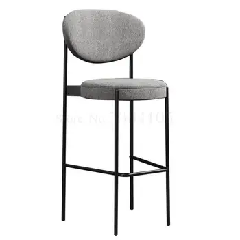 

Nordic Iron Bar Chair Household High Chair Fashion Creative Net Red Chair Modern Simple Back Bar Chair