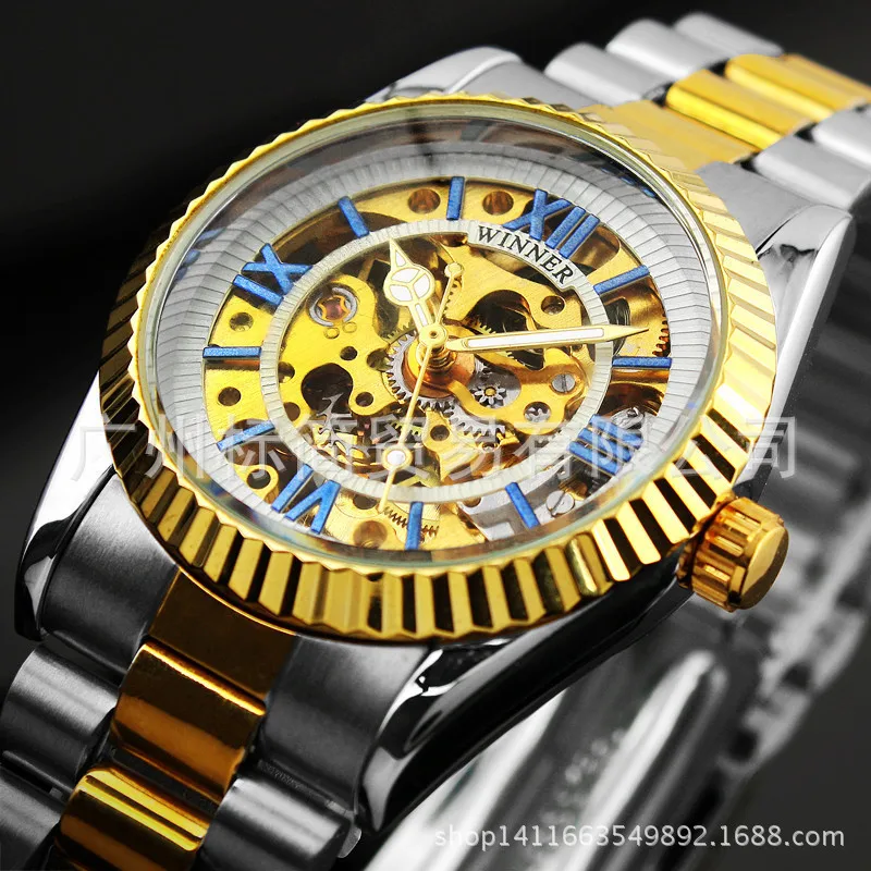 

T-Winner Hollow out Men Fully Automatic Analog Watch Men's Automatic Analog Watch Steel Belt