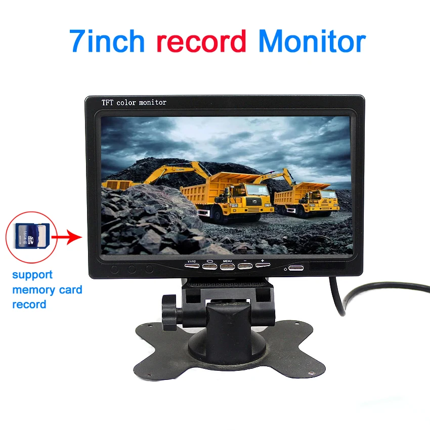 7inch memory card record monitor support 2way video input 7inch memory card record monitor support 2way video input