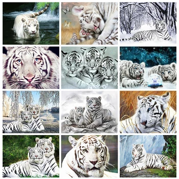 

Huacan 5D DIY Diamond Painting Kit Animal Diamond Embroidery Cross Stitch Tiger Mosaic Sale Decor For Home