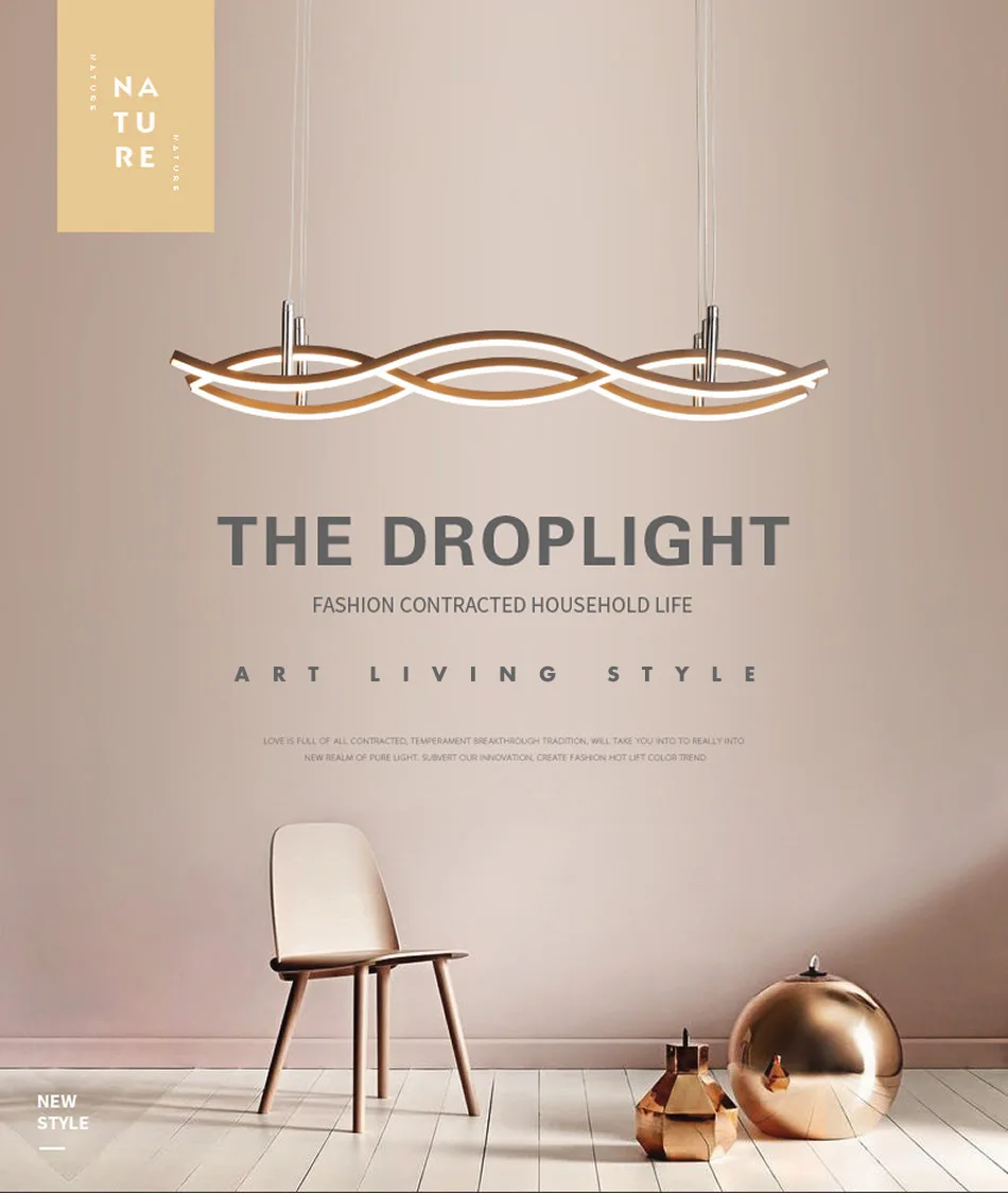 Креативный светодиодный светильник с волной воды, современный подвесной светильник, минималистичный подвесной светильник для ресторана, кофейного бара