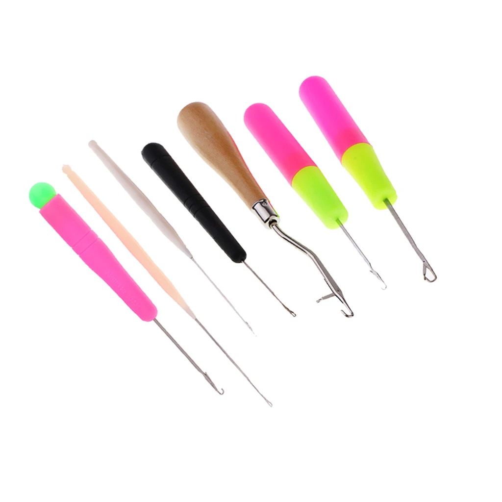 7pcs Plastic Latch Hook Crochet Needles For Hair/Micro Braid Latch Hook Weaving Hair Dread Lock Maintaining Craft