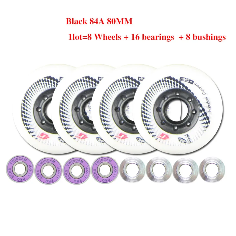 White With Bearings 8 шт. оригинальные Hyper+ G бетонные роликовые колеса 84A 80 мм ILQ-11 подшипники слалом Роликовые Раздвижные SEBA Patines шины - Цвет: White With Bearings