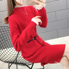 5052 f район 42 слева 】-пленка-весна Новое кружевное платье с высоким воротником и поясом 65