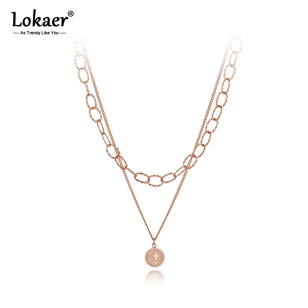 Чокер Lokaer N20049 Женский Двухслойное ожерелье из нержавеющей стали в богемном стиле