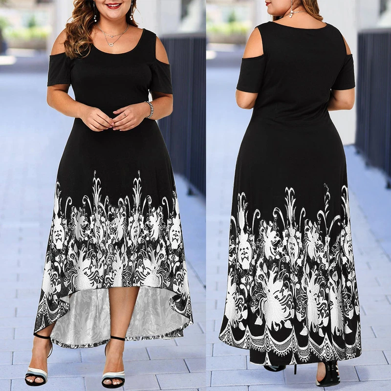 Evening Party Summer Plus Size Maxi Dress Women Fasion Short Sleeve Floral Printed Elegant A Line Large Party Dress For Ladies Dresses Aliexpress