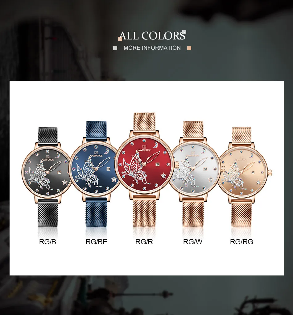 NAVIFORCE Top Brand Luxury Women Fashion Quartz Watch Ladies Business Watches Milan Steel strap Waterproof Clock Wristwatch