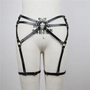 

Sexy Leather Leg Garter Belts Women Lingerie Body Harness Strap For Stocking Adjustable Body Bondage Leg Suspenders Garters Band