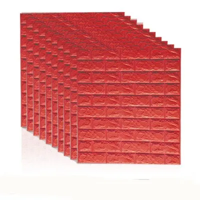 70*77 3D наклейки в виде кирпичной стены DIY самоклеящийся Декор Пена водонепроницаемые обои настенные для ТВ фон дети гостиная - Color: Red