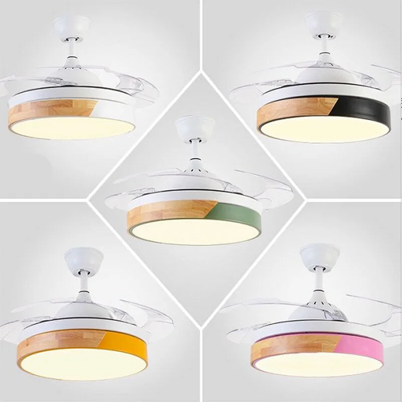 

Modern Ceiling Fans with Lights For Living Room 42 Inch Remote Control Ceiling Fan Lamp Solid Wood LED Fans Light