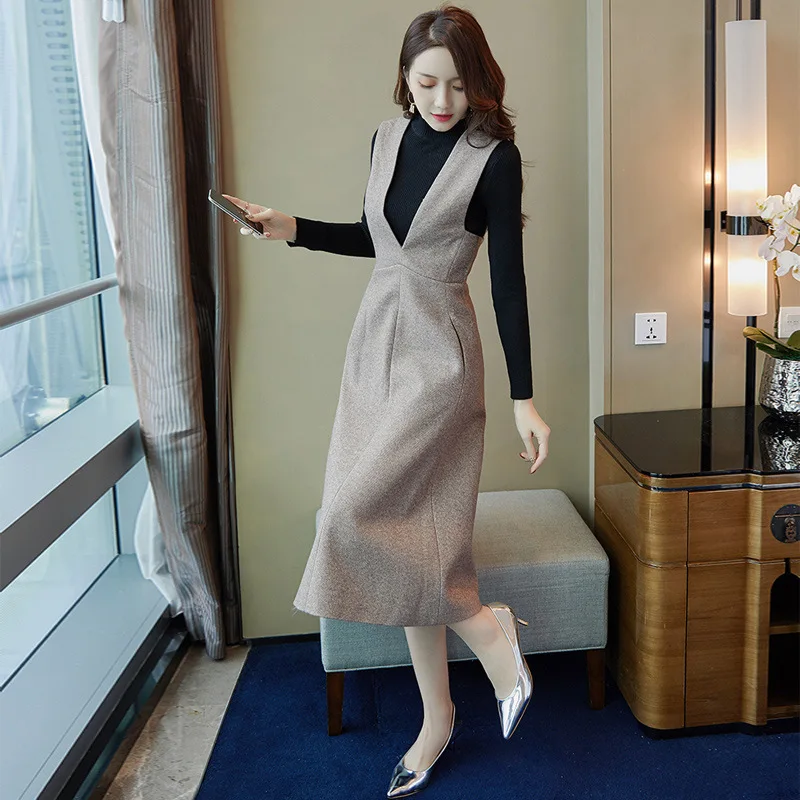 

Set WOMEN'S Dress 2019 Spring New Style Korean-style Fashion Sweater Medium-length Skirt Two-Piece Set of Fat 9380