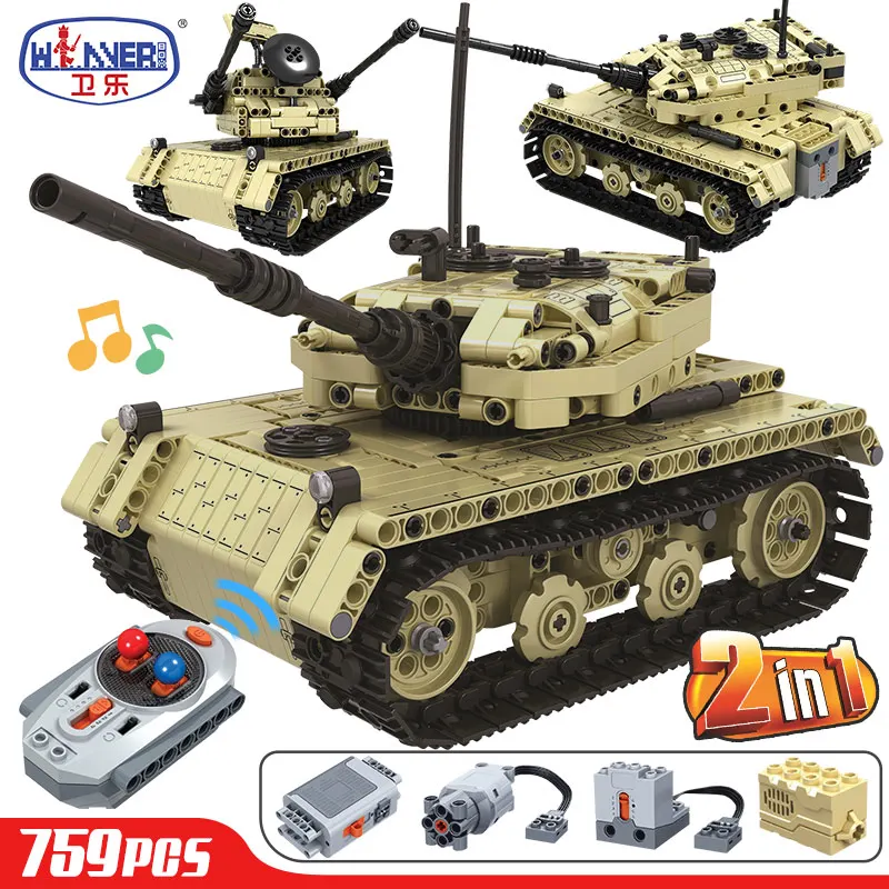 ERBO 759PCS RC Tank Model Building Blocks Military Remote Control