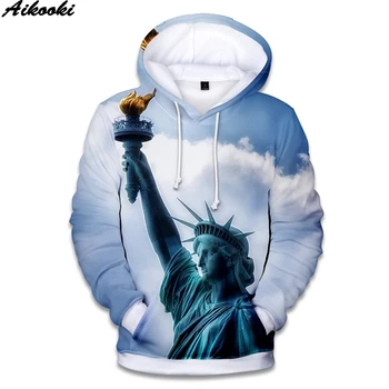 

New Harajuku 3D Hoodies Statue of Liberty Men/women Plus Size Statue of Liberty 3D Hooded Pullovers Autumn Fashion Tops Casual