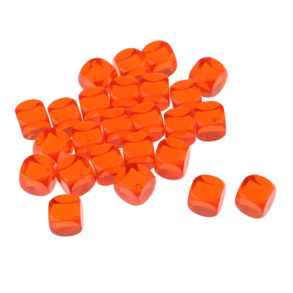 25 штук 16 мм D6 прозрачные пустые кубики для подземелий и Драконов - Цвет: Оранжевый