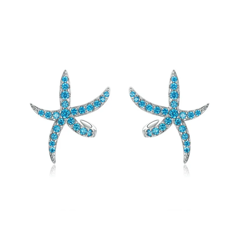 WOSTU новые 925 пробы серебряные серьги-гвоздики в виде морской звезды для женщин модные ювелирные изделия роскошный подарок CTE136