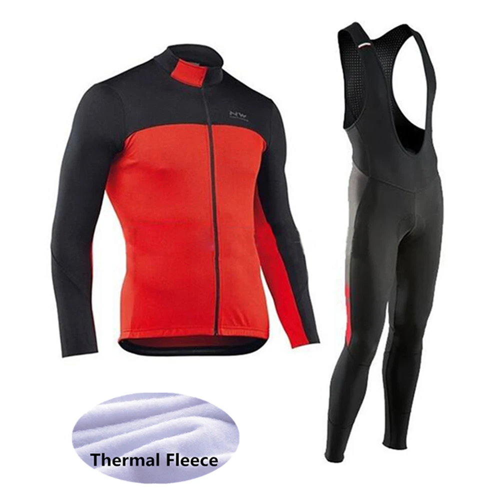 Cycling suit Pro Team NW Зимняя Теплая Флисовая велосипедная одежда для мужчин Northwave Джерси костюм для прогулок верховой езды на велосипеде MTB Одежда комбинезон комплект - Цвет: Cycling suit