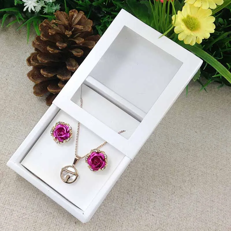

Necklace Card Window Box white 1Lot =50box +50 pcs inner Card Pearl White Necklace Box Gifg BOX Pendent Box / Earring Case