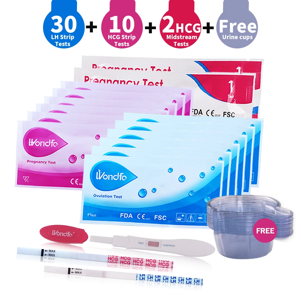 

Wondfo 30PCS Ovulation+10pcs Pregnancy Urine Test Strip+ 2pcs Pregnancy Urine Test Midstream Tests Kits with Urine Cups