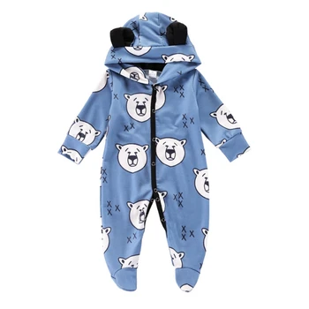 

Newborn Baby Romper Footies Baby Boys Girls Long Sleeve Hooded Cotton Cute Cartoon Bear Ears Outfits Jumpsuit Spring Autumn n