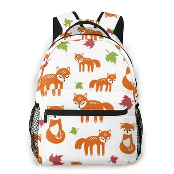

Backpack Women Shoulder Bag For Teenage Girls Autumn Fox And Leaves Bagpack Female Ladies School Backpack