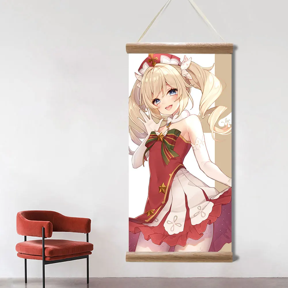 Genshin Impact Poster Barbara Ganyu Xiao Sexy Anime Picture Wall Canvas Posters Art Game Scroll Paintings for Living Room Decor