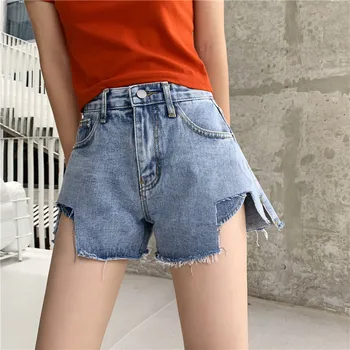 

2020 Summer Low Waist Denim Shorts Women Fashion Irregular Hem Tassel Jeans Shorts Ladies Sexy Hot Shorts