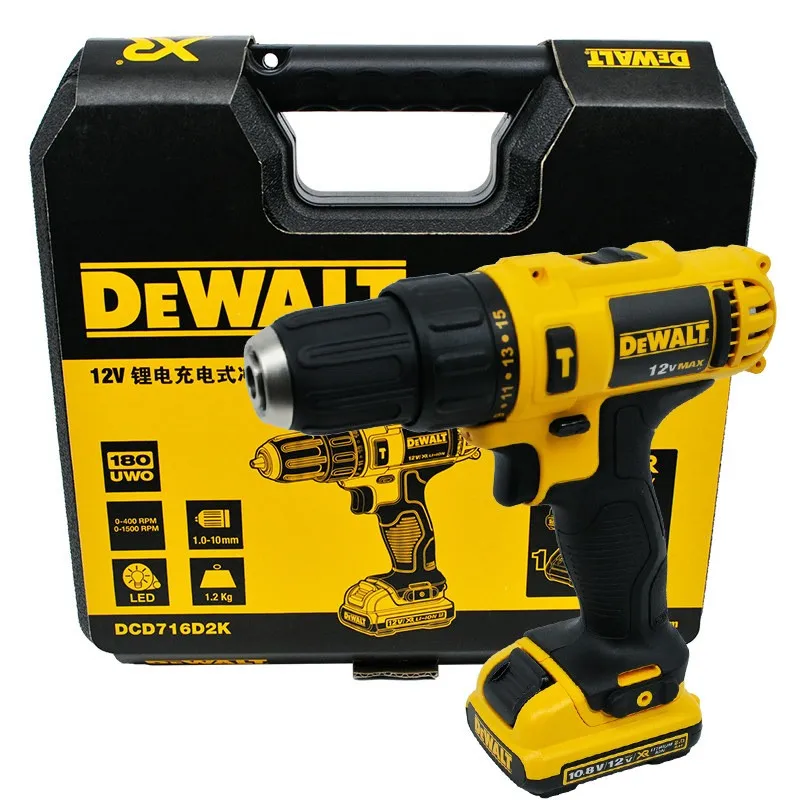 Дрель DCD716 DeWalt литиевая ударная Беспроводная электрическая дрель двойной
