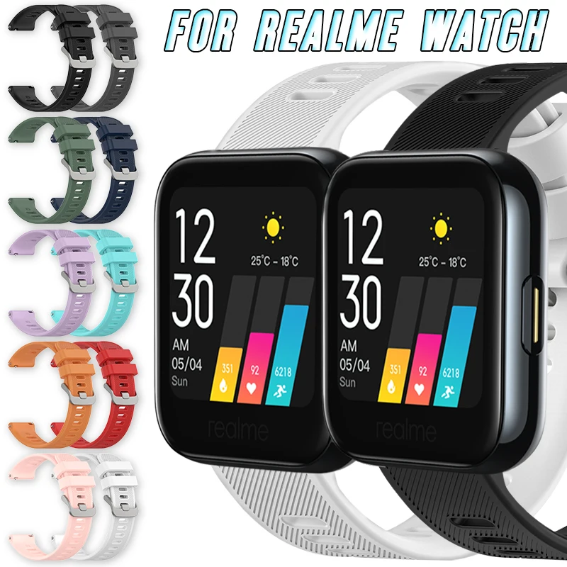 

For Realme Watch 20mm Silicone Strap Smartwatch Replacement Sport Bracelet Multi Color Twill Patterns Wristband Accessories