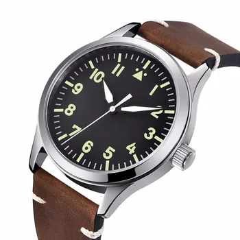 

Corgeut 42mm Clock Black Sterile Dial Men's Sapphire Glass Leather Strap Automatic Sports Men's Watch