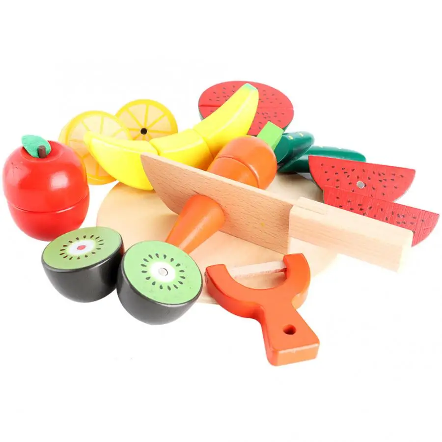 

11pcs Simulation Wooden Fruit Cutting Toy Kitchen Cutting Cooking Food Fruit Vegetable Kids Pretend Play Set Toy
