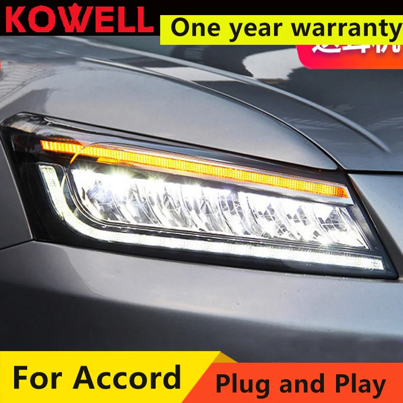 KOWELL автостайлинг для Honda Accord 8th фары 2008- 2013 светодиодный ные с динамическим