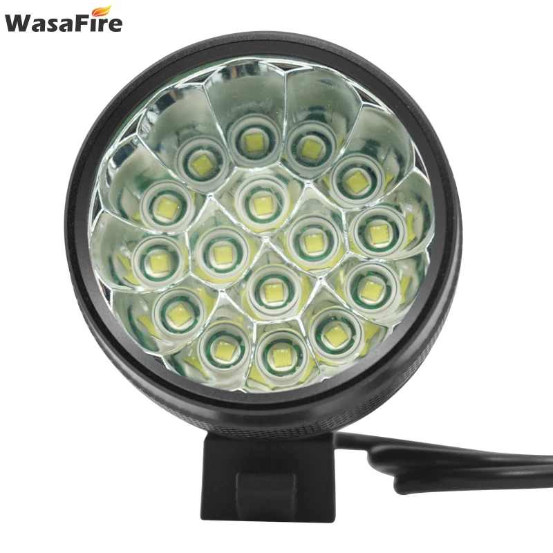 WasaFire XML-T6 Bike Light 40000 Lumen 16 LEDs Bicycle Light Cycling Front Headlight Head Lamp for Riding with 9600mAh Battery