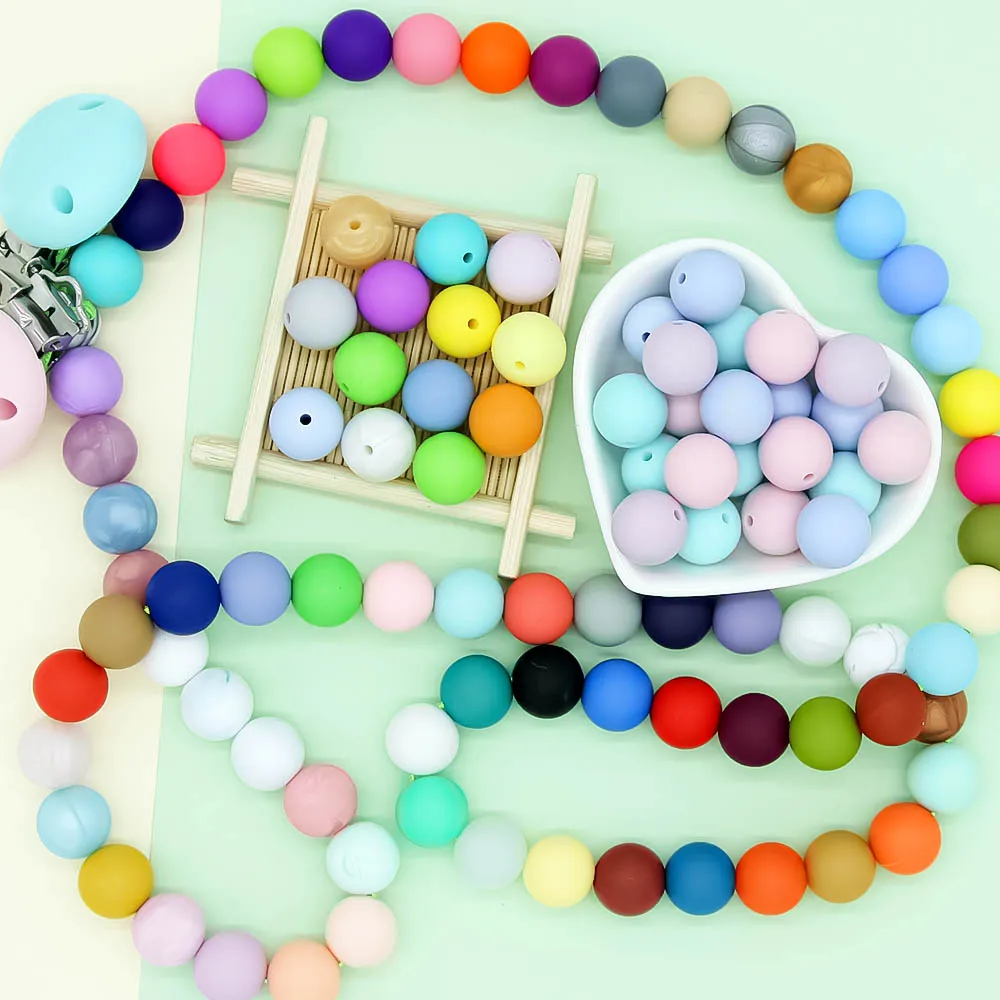 

Cute-idea 100pcs 19mm Silicone Beads Teething soft chewable colorful safe teether jewelry necklace bracelet chain baby product