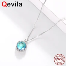 Qevila, новинка, 45 мм, подвеска Аврора, ожерелье, Halo, кристалл, драгоценный камень, s925 серебро, масштабный светильник, ожерелье для женщин, элегантное ювелирное изделие, подарок