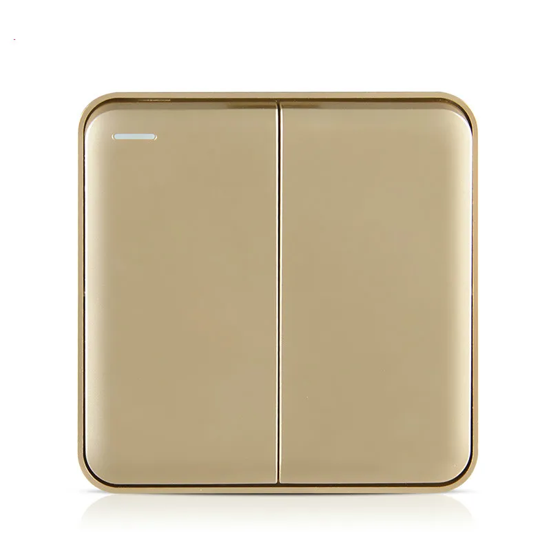 

Switch socket gold two-open double-control switch panel two-control fluorescent bright fitting