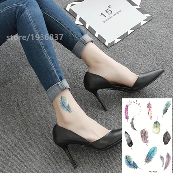 

Nu-TATY Waterproof Temporary Tattoo Sticker 5 set Interesting style Retro Style Sexy colorful feathers colorful bird feathers