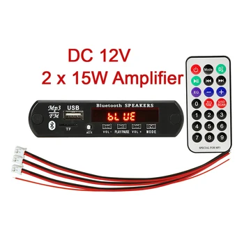 

2 x 15W Hands-free MP3 Player Decoder Board 5V 12V Bluetooth 5.0 amplifier Car FM Radio Module Support FM TF USB AUX Recorders