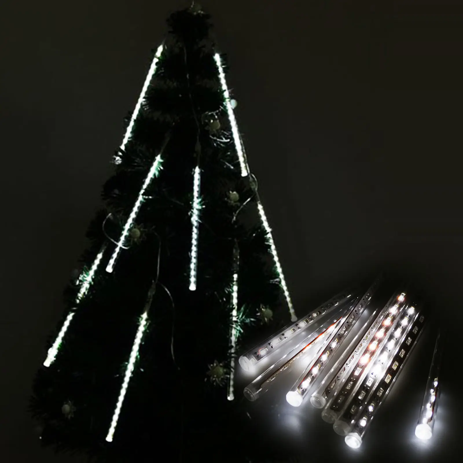Романтический метеоритный дождь белый 30 см 8 трубок 144LED лампа в форме новогодней елки вечерние орнамент