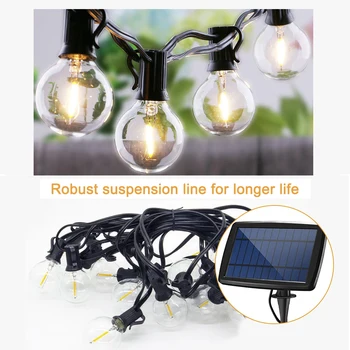 

10/25 LED G40 Bulb Globe Solar String Lights With Clear Bulb Backyard Patio Lights Vintage Bulbs Decorative Outdoor Wedding