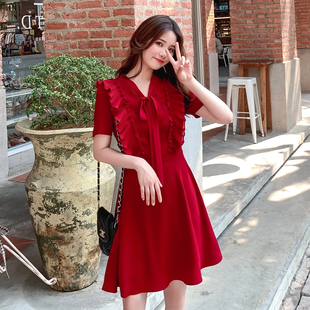 

France Non-mainstream Fairy Skirt 2019 Summer New Style Korean-style WOMEN'S Wear Retro CHIC Wind Mid-length Chiffon Dress