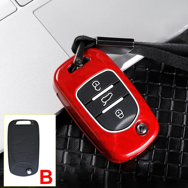 B Carbon Red Цинковый сплав+ силикон автомобиль дистанционного ключа чехол КРЫШКА ДЛЯ Wuling Hongguang S для Baojun 510 730 360 560 RS-5 530 630 310 E100 310W - Название цвета: B Carbon Red