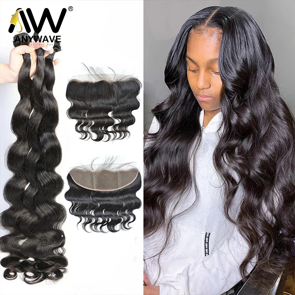 Malaysia Body Wave Virgin Human Hair 30 40 Inch Weave Bundles With 13x4 Lace Frontal 3 4 Closure Extension Wholesale | Шиньоны и парики