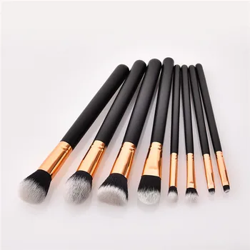 

8PCS Eyes Shadow Makeup Brushes Set Black Wooden handle Smudge Blending Contour Eyeliner Eyebrow Makeup Tools Kit T08068