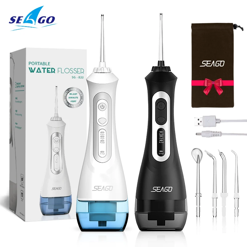 SEAGO-irrigador Dental recargable por USB, dispositivo de irrigación Dental portátil con 3 modos, chorro de Tanque De Agua de 200ML, resistente al agua IPX7, para el hogar