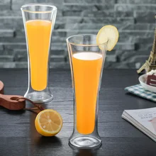 Оригинальность двухслойные брюки лимон для сока молока Длинные Выпить Стакан хозяйственные Прозрачная крышка коктейль-бар ресторан личность кружки винного цвета