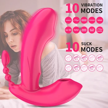 3 IN 1 Sucking Vibrator Wearable Dildo Vibrator Anal Vagina Clitoris Stimulator Female Vibrators Sex Toys for Women Oral Suction 2