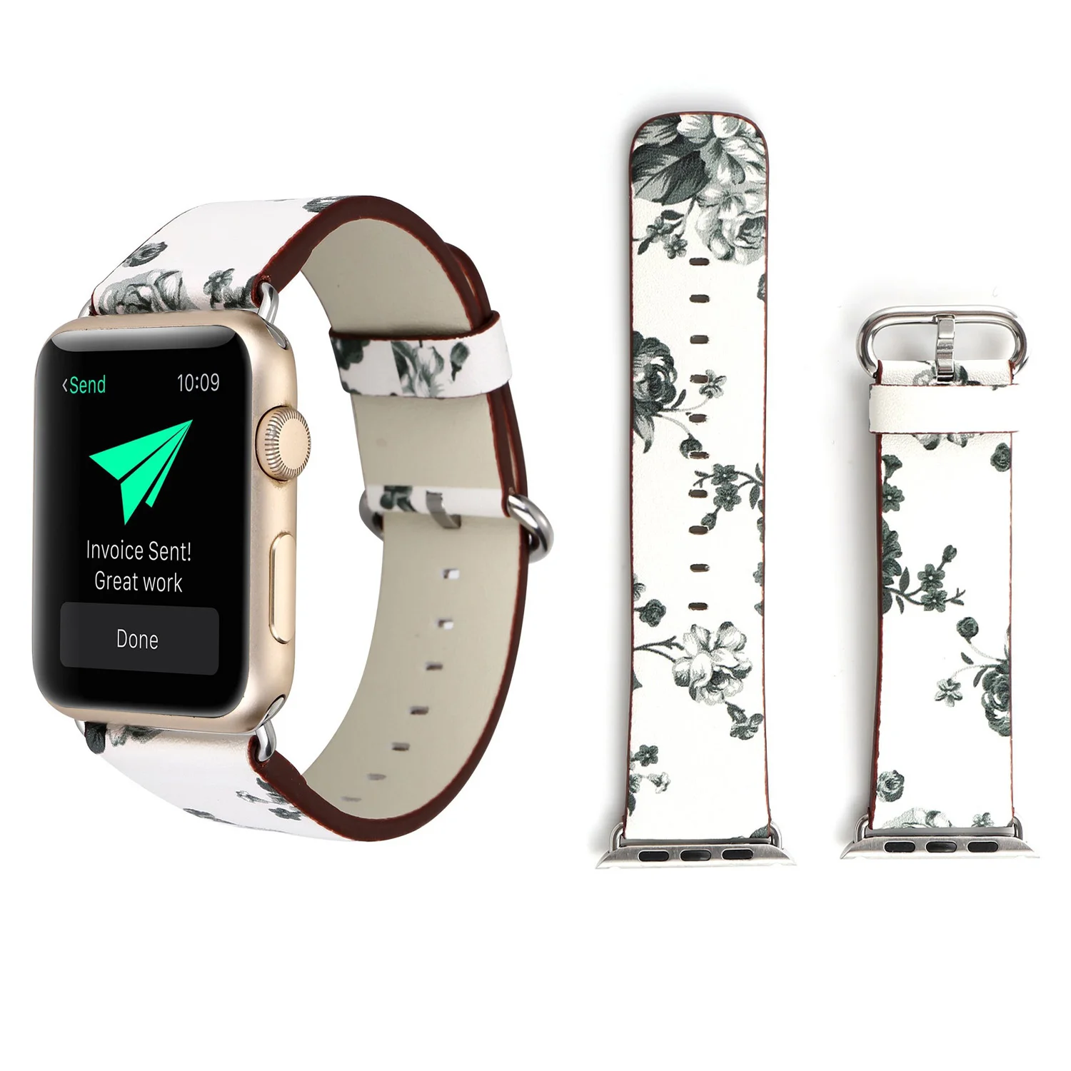 Кожаный ремешок в пасторальном стиле для Apple watch 44 мм 40 мм цветочный принт 42 мм 38 мм iwatch 5 4 браслет для Apple watch 3 2