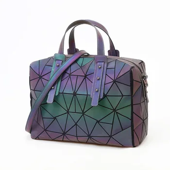 

2020 New Geometric Women's Bag Luminous Handbag Diamond Lattice Glowing Bag Ladies Luminous Boston Crossbody Bag Tote for Women