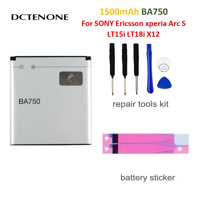 

DCTENONE High Quality 1500mAh BA750 Replacement Battery Use for Sony Ericsson xperia Arc S LT15i LT18i X12 Batteria