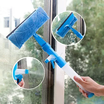 

1 Pc Double-Sided Glass Cleaner Water Spray Window Squeegee Mop Cleaning Brush Car Windshield Scraper Brush